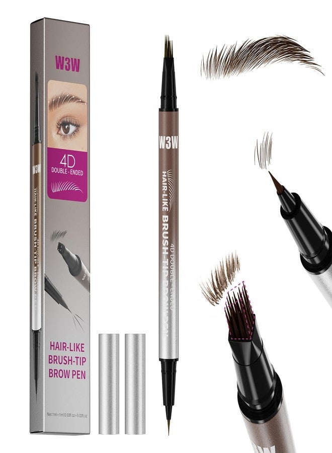 W3W Eyebrow Pencils for Women, W3W 4D Dual-Ended Brow Pen, Angled Square Tip + Ultra-Fine Brush Tip, Waterproof Smudge-Proof, Natural Hair-Like Strokes, Black Brown (Espresso/Deep Brown) - Image 1
